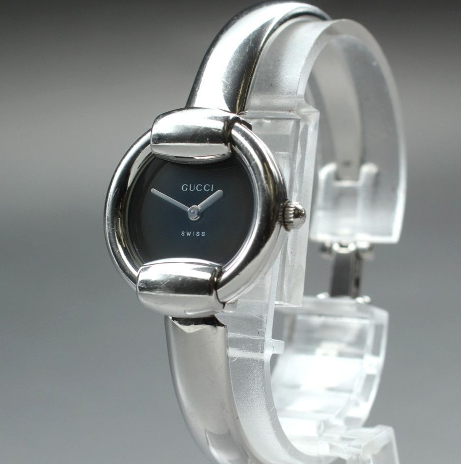 [Exc+5] Vintage Gucci 1400L 25mm Black Dial Silver bracelet Quartz Women’s Watch