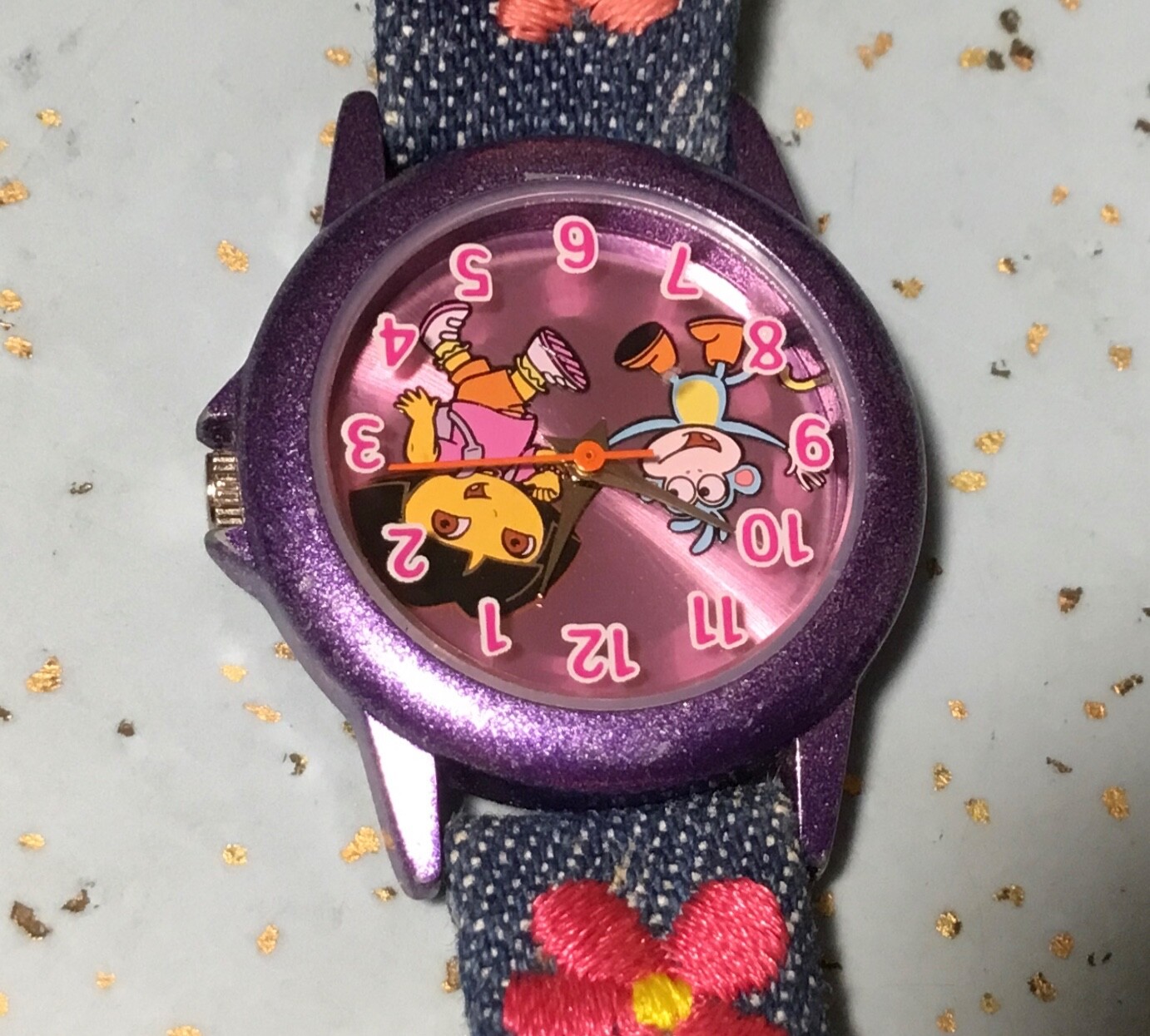 2003 NELSONIC DTE058-DORA the EXPLORER & BOOT CHILD WATCH EMBROIDERED DENIM BAND