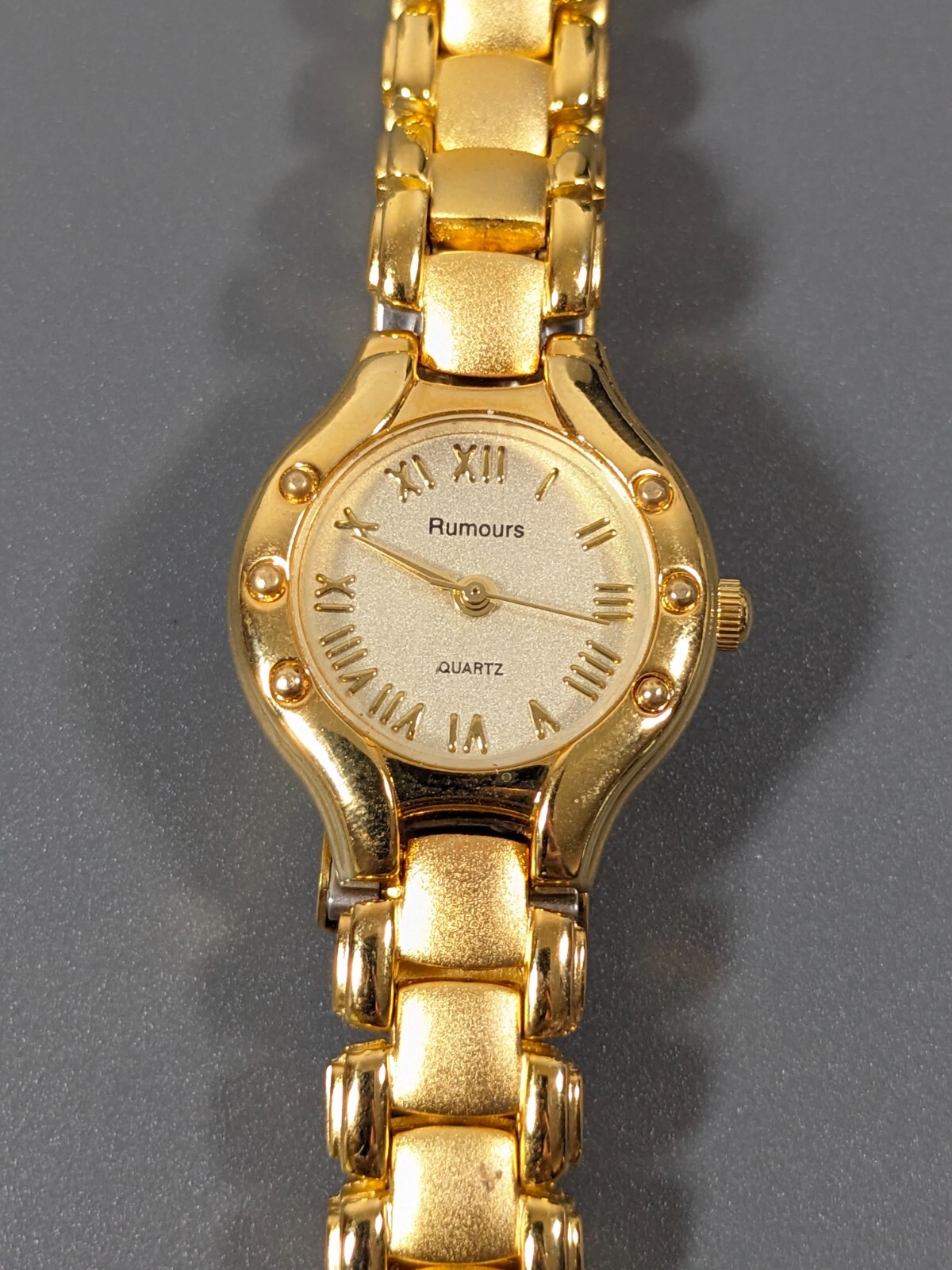 Rumours Golden Round Dial Bracelet Band Watch 6.75 in