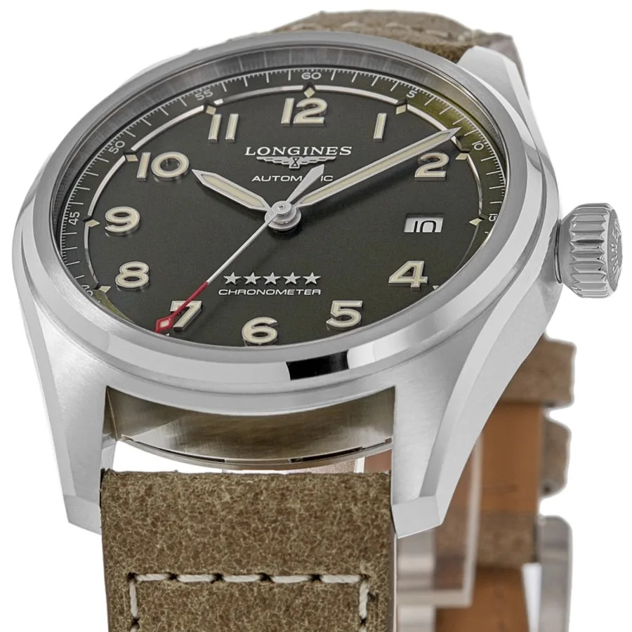 New Longines Spirit Automatic Green Dial Leather Strap Men’s Watch L3.810.4.03.2