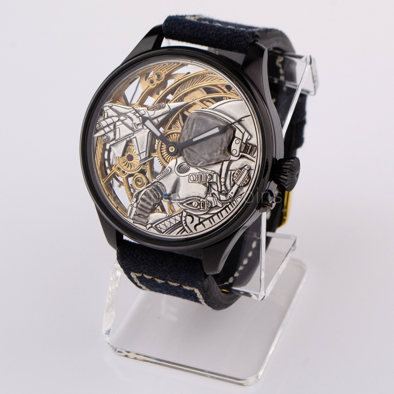 MENS WRISTWATCH CUSTOM MADE MARRIAGE WATCH AIR FORCE SKELETON LeCOULTRE MOVEMENT