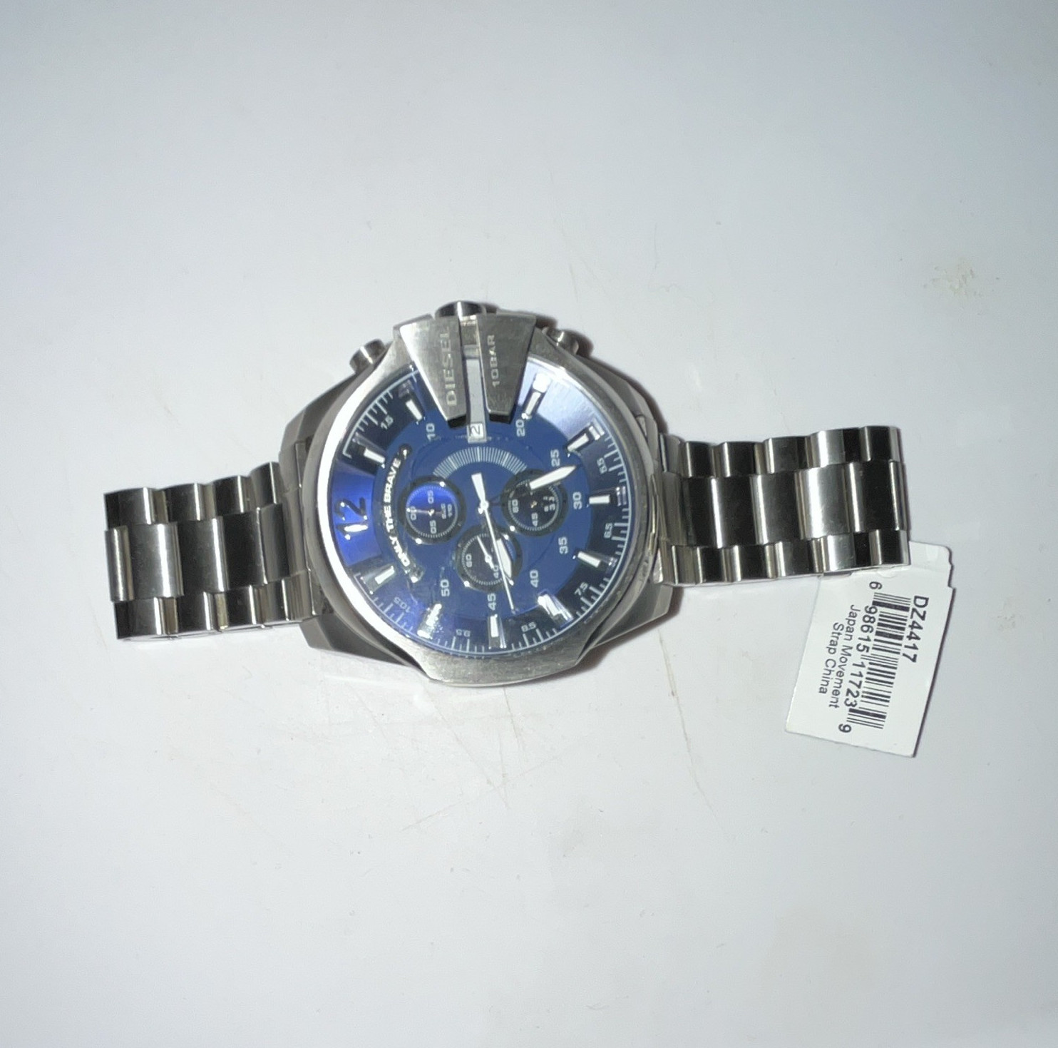 Diesel DZ4417 Men’s Chronograph Watch Blue Dial Silver Steel 44mm 10 BAR