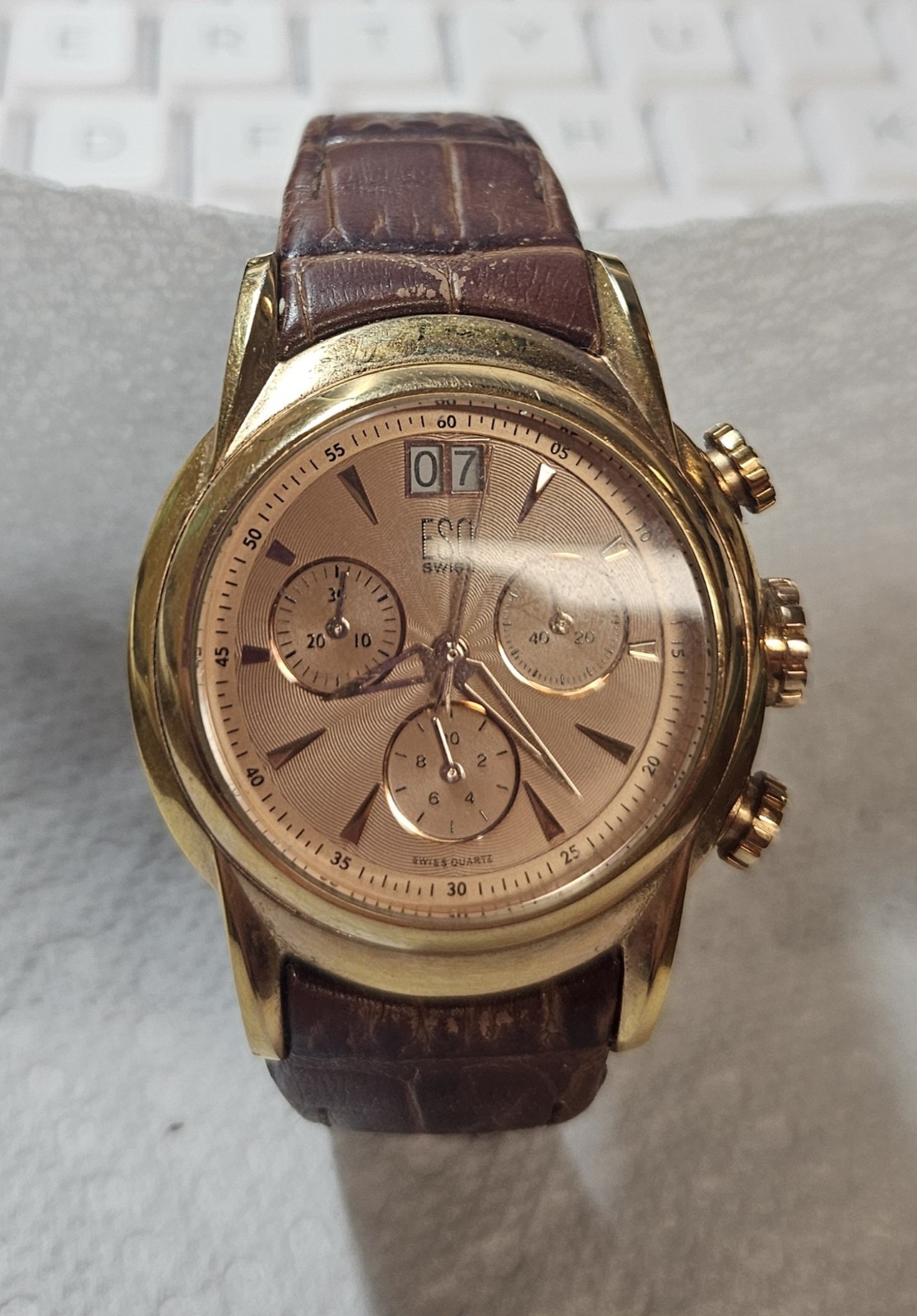 Swiss ESQ Watch Movado 38mm E5323 Water Resistant NOT WORKING PARTS OR REPAIR