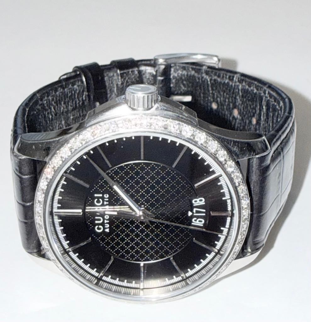 GUCCI MENS TIMELESS 126.4 AUTOMATIC 38MM LAB GROWN DIAMOND WATCH