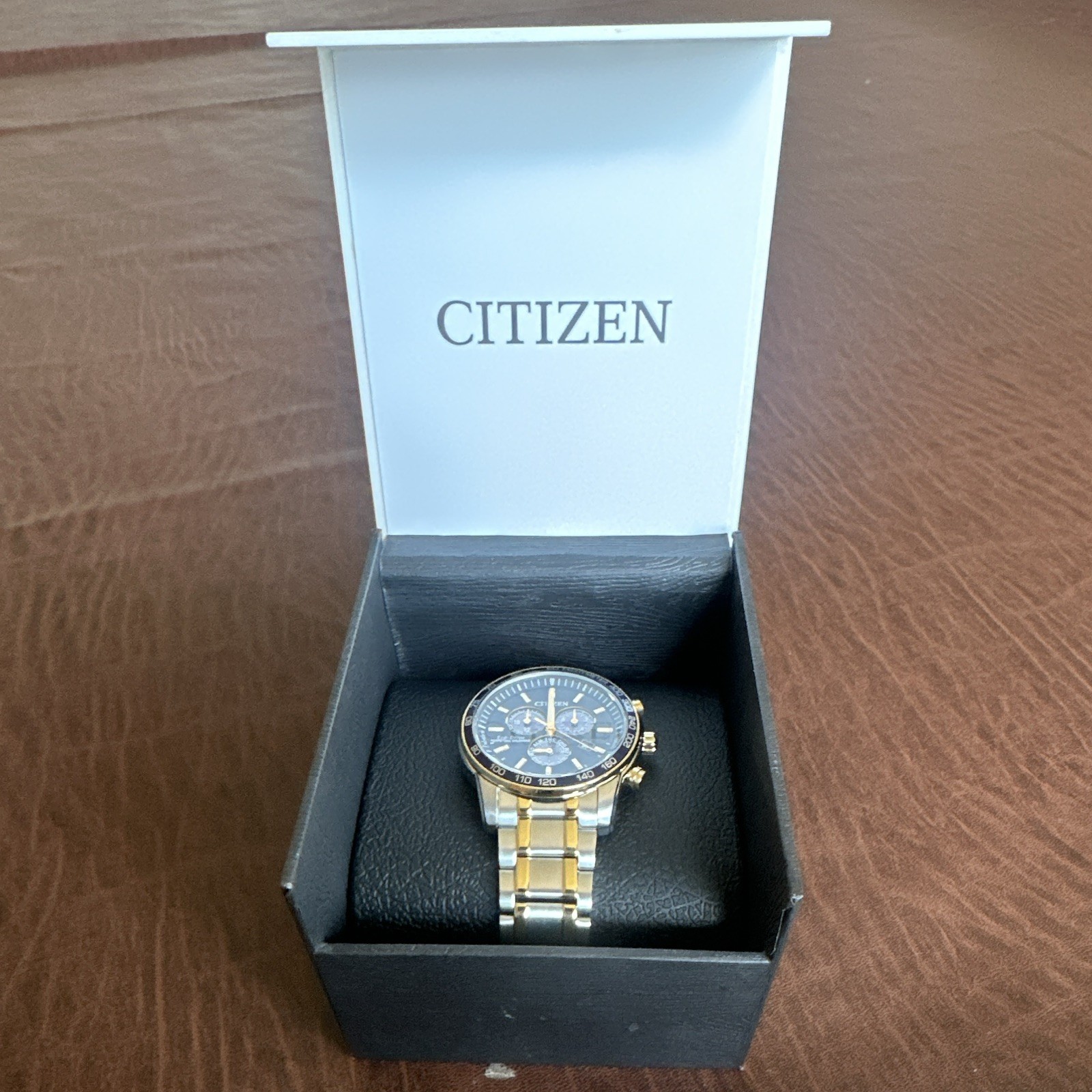 Citizen Eco-Drive Chronograph Tachymeter Two-Tone Bracelet Watch w/ Box