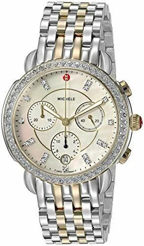 New Michele Sidney Diamond Two-Tone Stainless Steel Ladies Watch (MWW30A000005)