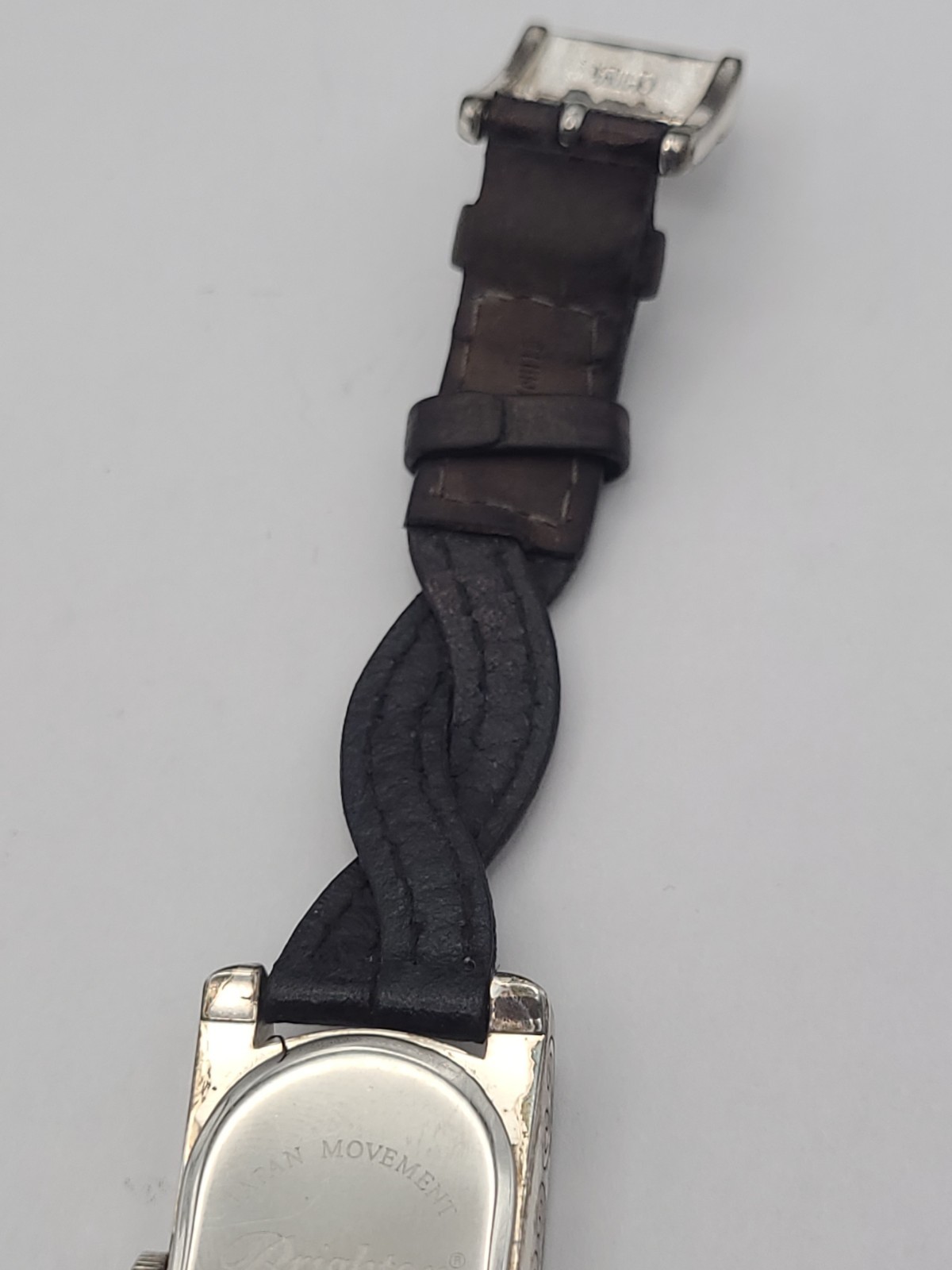 Brighton Winchester Rectangular Silver Plated Braided Band Dress Watch working