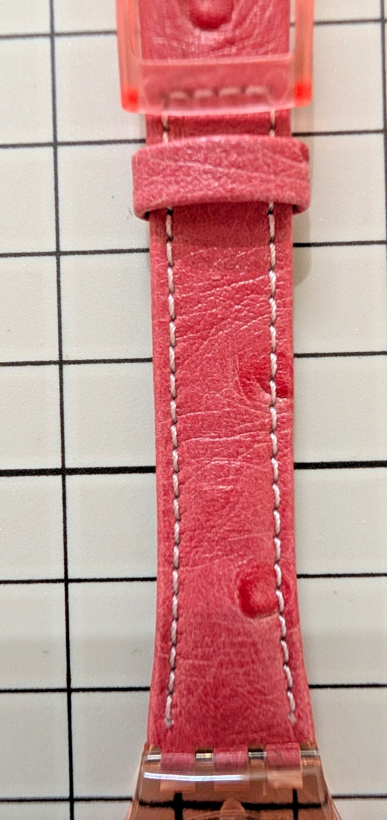 Swatch Regular 1994 Strawberry LP115 Quartz Watch Pink Leather Swiss Made