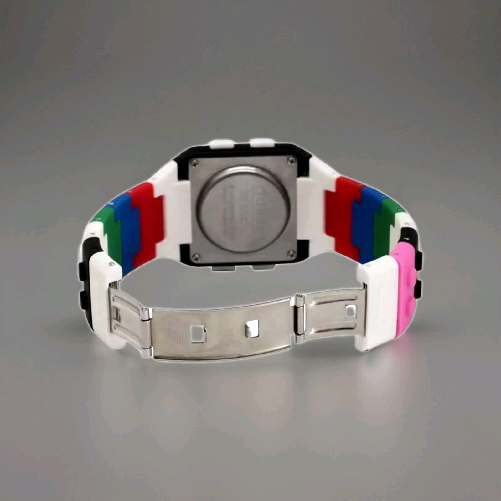 Queen Watch Multicolor Stripes Quartz LCD Display Scrolling WR100mt