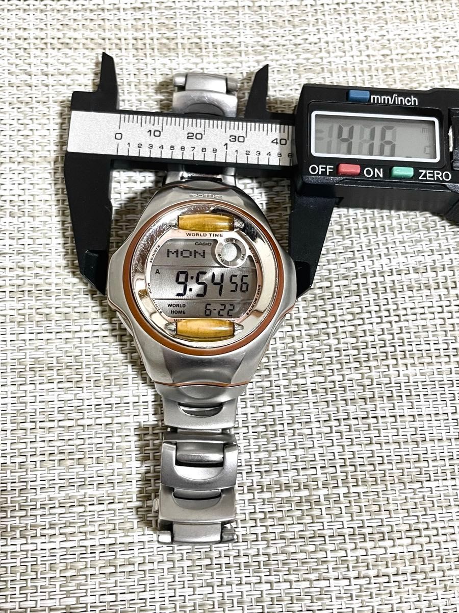🟦 CASIO G-MS MSG-140 Digital Watch Vintage Y2K Full Metal Silver Brown Japan