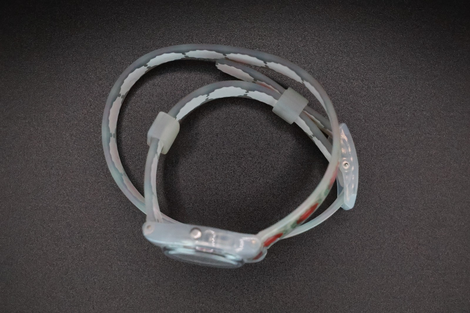 Swatch Swiss Made Ruby Silver LK342 25MM Optical ILusion Strap Wraps Twice New