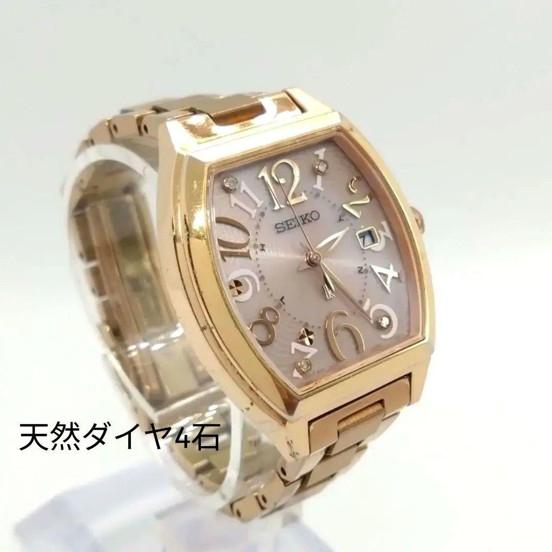 SEIKO LUKIA Women’s Watch Pink Gold Tone Pink Dial 4P Natural Diamond Radio Wave