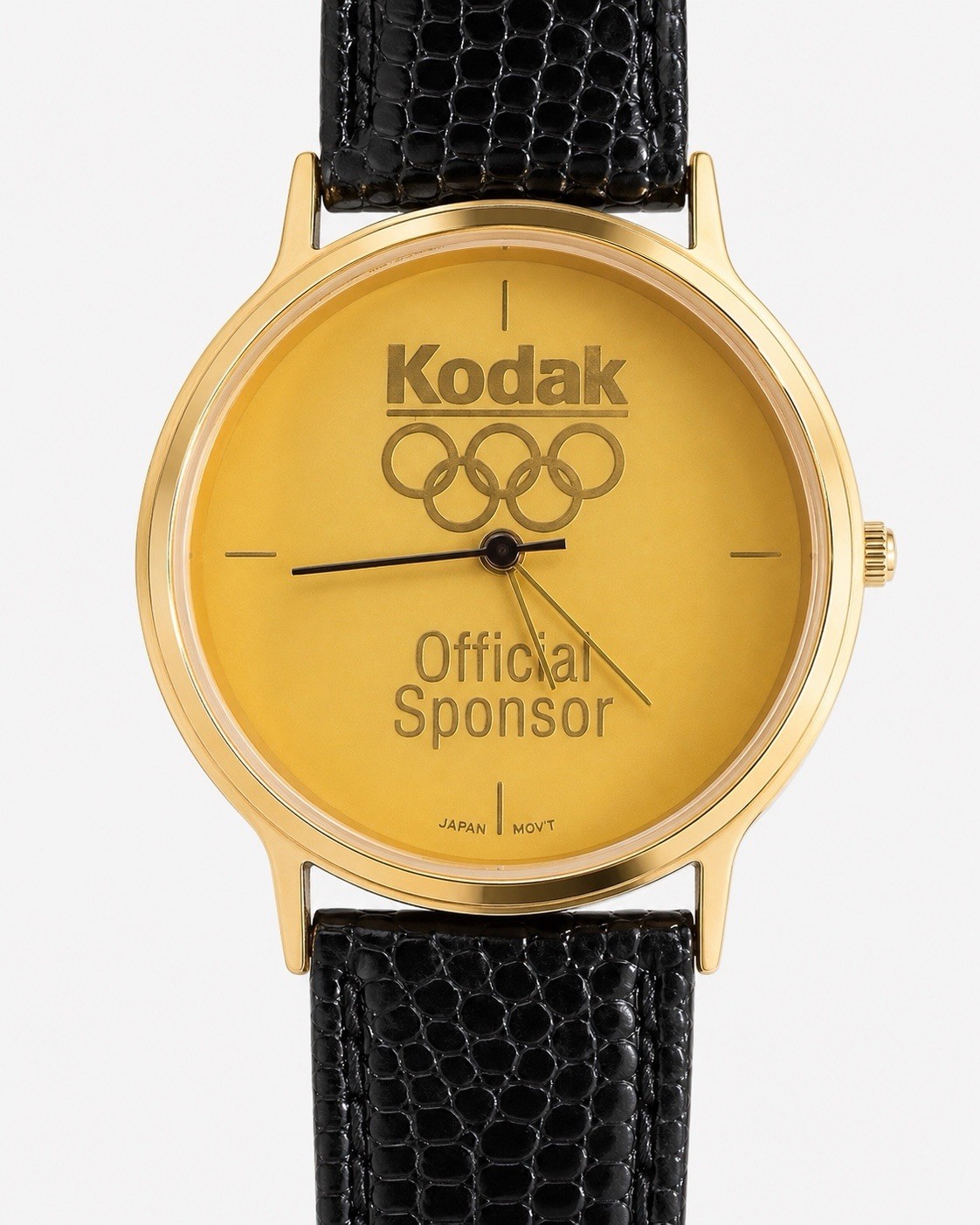 Vintage Kodak Olympic Sponsor Quartz Watch Men Gold Tone Leather New Battery