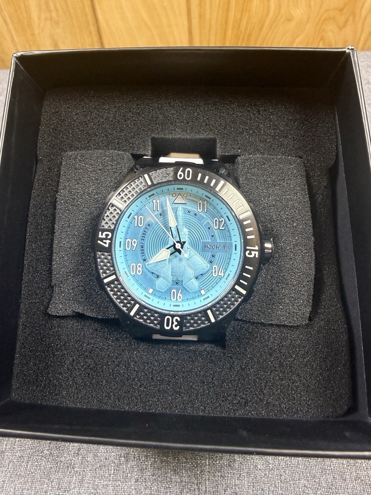 Invicta Aviator Blue Fighter Jet 50mm White Band Men’s Watch New with Box