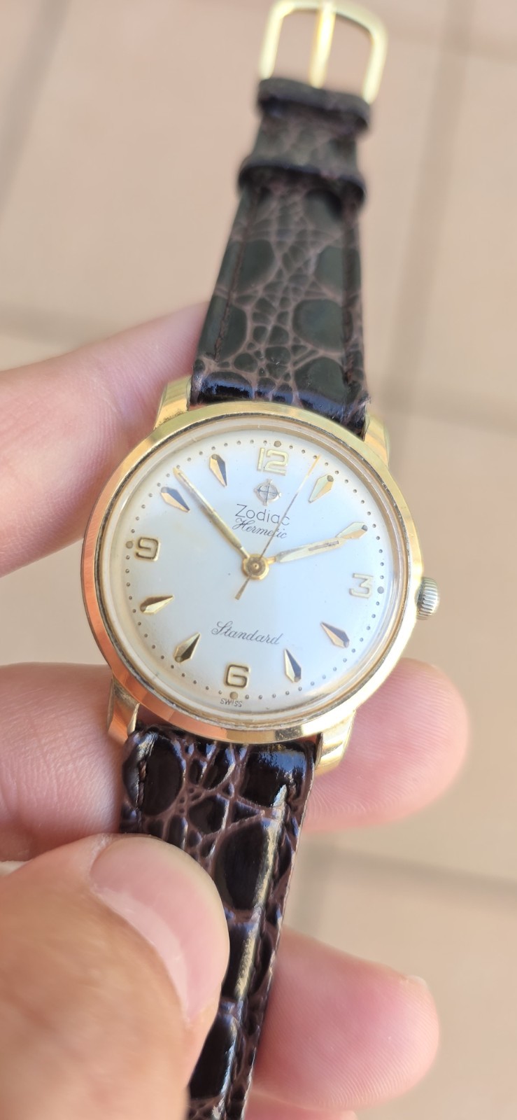 Vintage ZODIAC HERMETIC Standard Cal 60 Ref 764 Men’s 32mm Gold Plated Watch