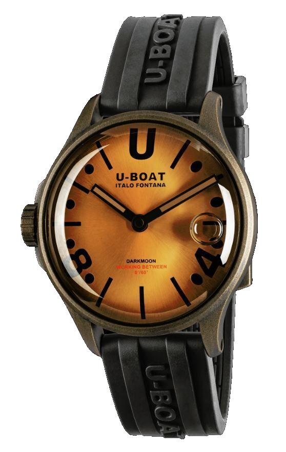 New U-Boat DARKMOON 40 MM BR BLACK VINTAGE Rubber Band Men’s Watch 9547