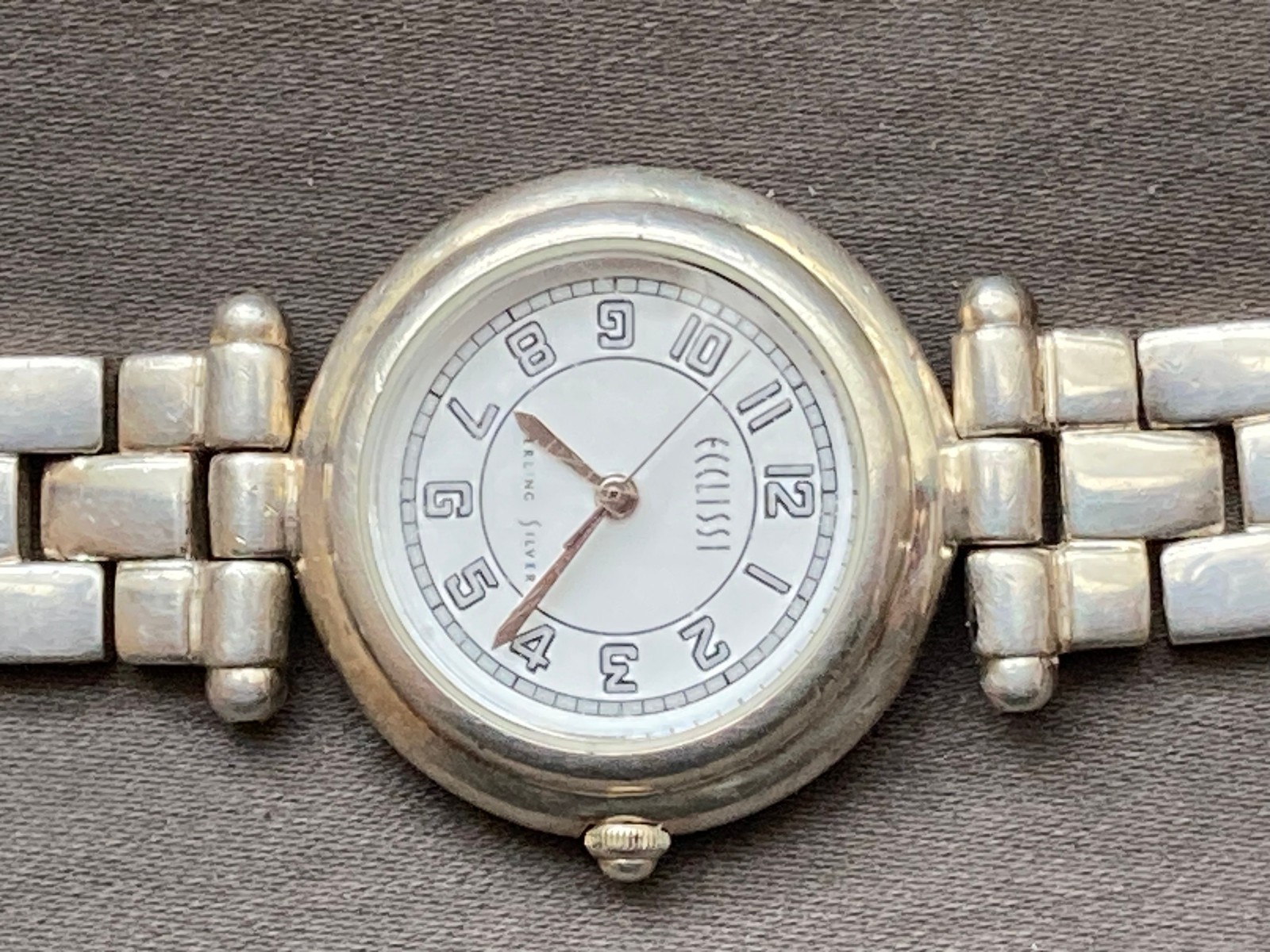 Solid Sterling Silver Ecclissi Women’s Quartz Watch 50g Silver Runs New Battery