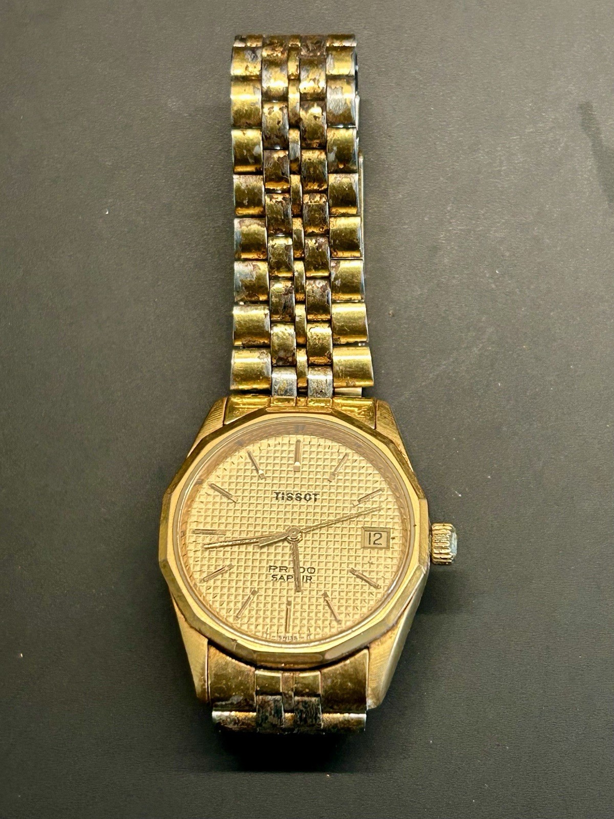 Tissot Pr100 Sapphire Stainless Steel March 1989 Gold Plated Dial