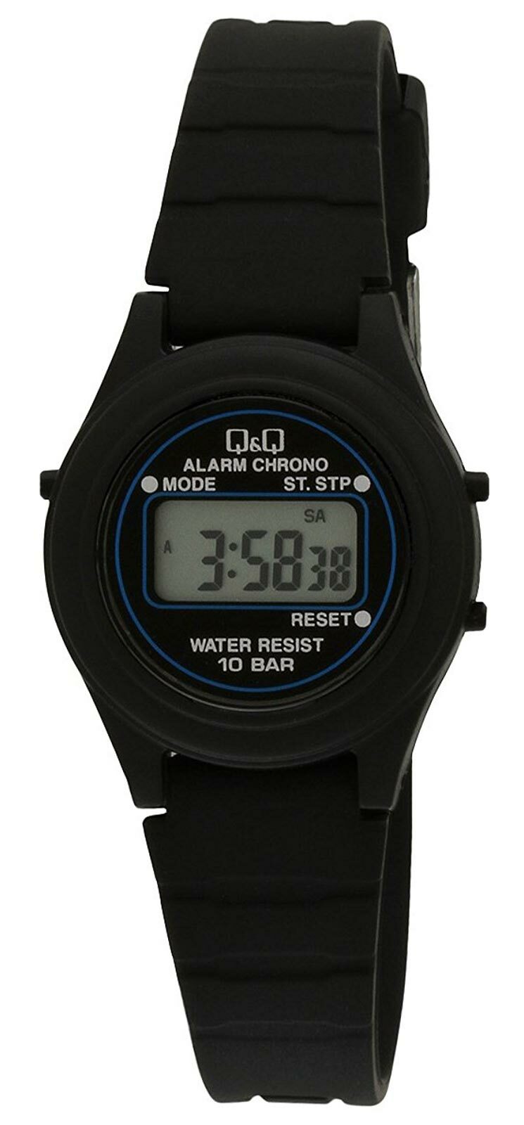 Q&Q by Citizen LLA3J203Y Women’s Digital Black Plastic Watch Resin Strap NO BOX