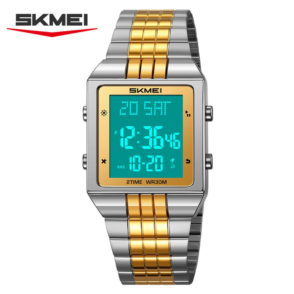 SKMEI Men Rectangle Watch Digital LED Wristwatch Steel Electronic Sport Watches