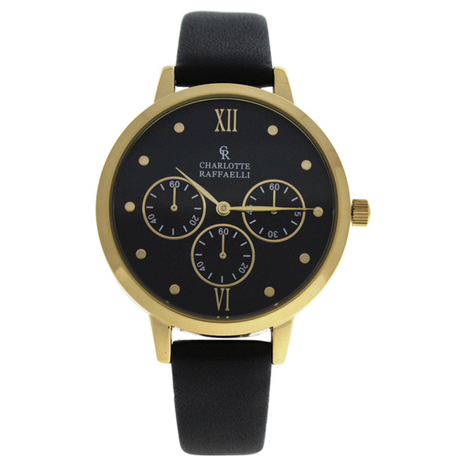 CRB016 La Basic – Gold/Black Leather Strap Watch for Women – 1 Pc