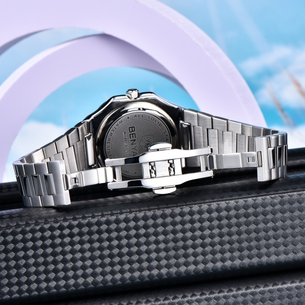 Men’s Quartz Watch Moonphase Hardlex Crystal Luminous Waterproof Stainless Steel