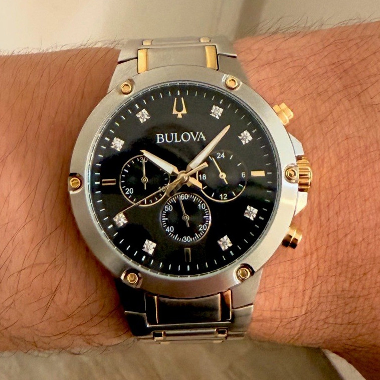 Bulova Marine Star Men’s Chronograph Quartz 100m 43mm Black Dial Bracelet
