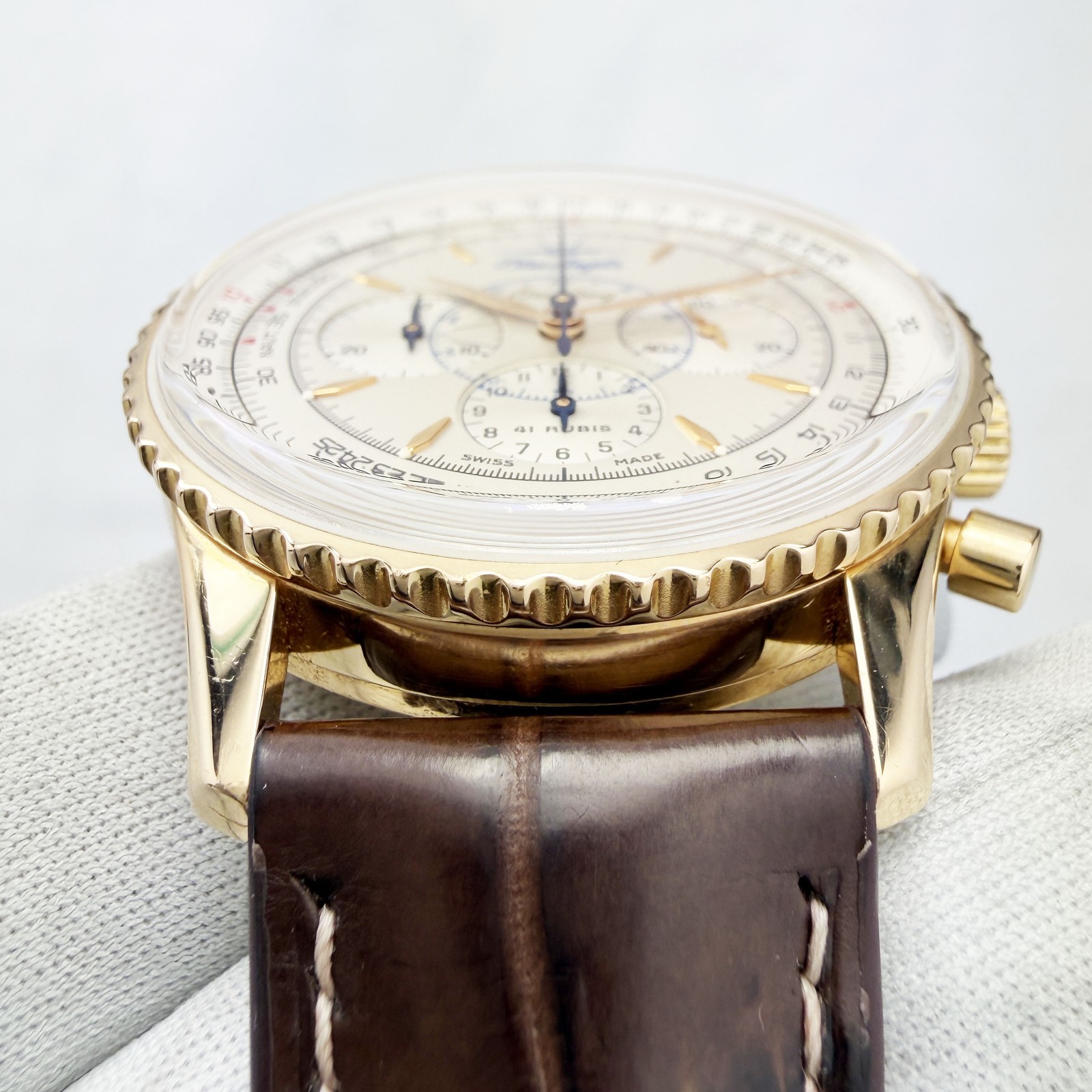 Breitling Montbrillant Navitimer Blue Angels H30030.1 38MM Silver Dial 18K Rose