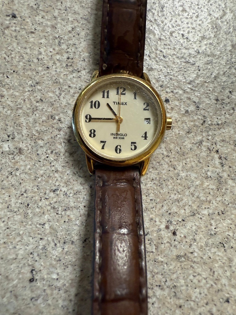 Timex Indigo WR30M, easy reader number,DATE,25mm,T20071,12mm Lug, brown leather