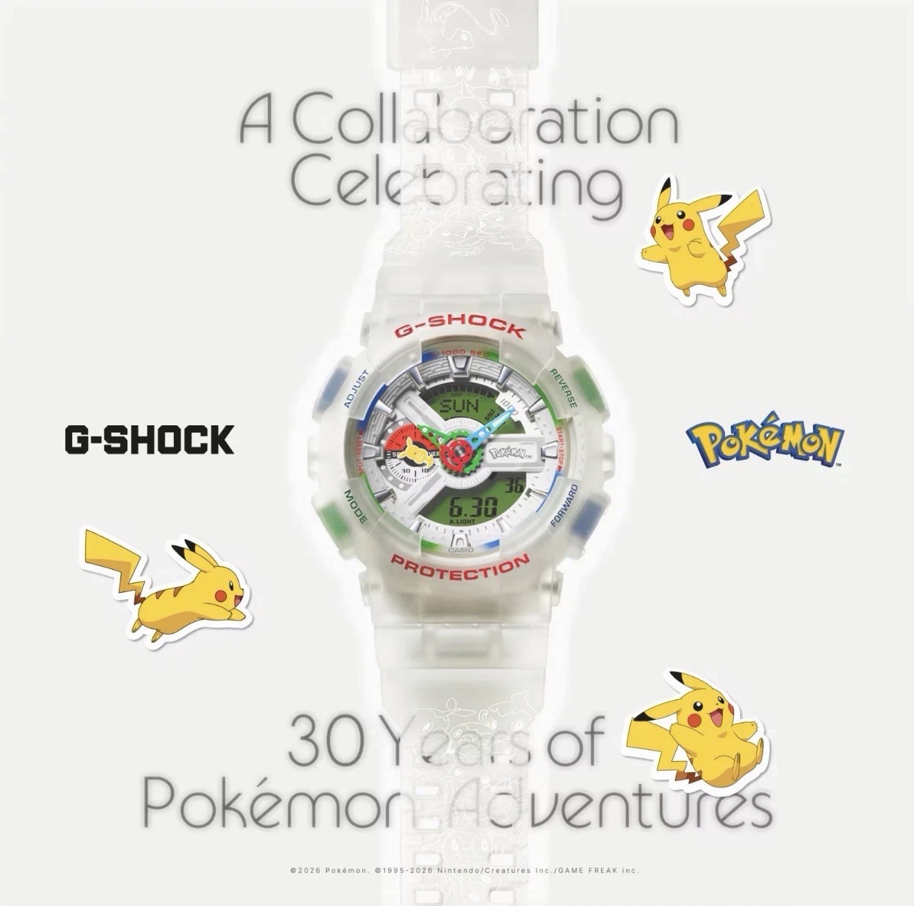 IN HAND – SHIPS NOW – Casio G-SHOCK x Pokémon 30th Anniversary GA110PKM-7A