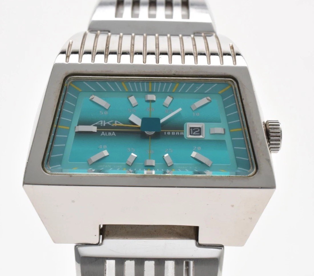 Seiko Alba AKA V782-5A90 Quartz Mens Watch Blue Dial 36mm Vintage Retro #144
