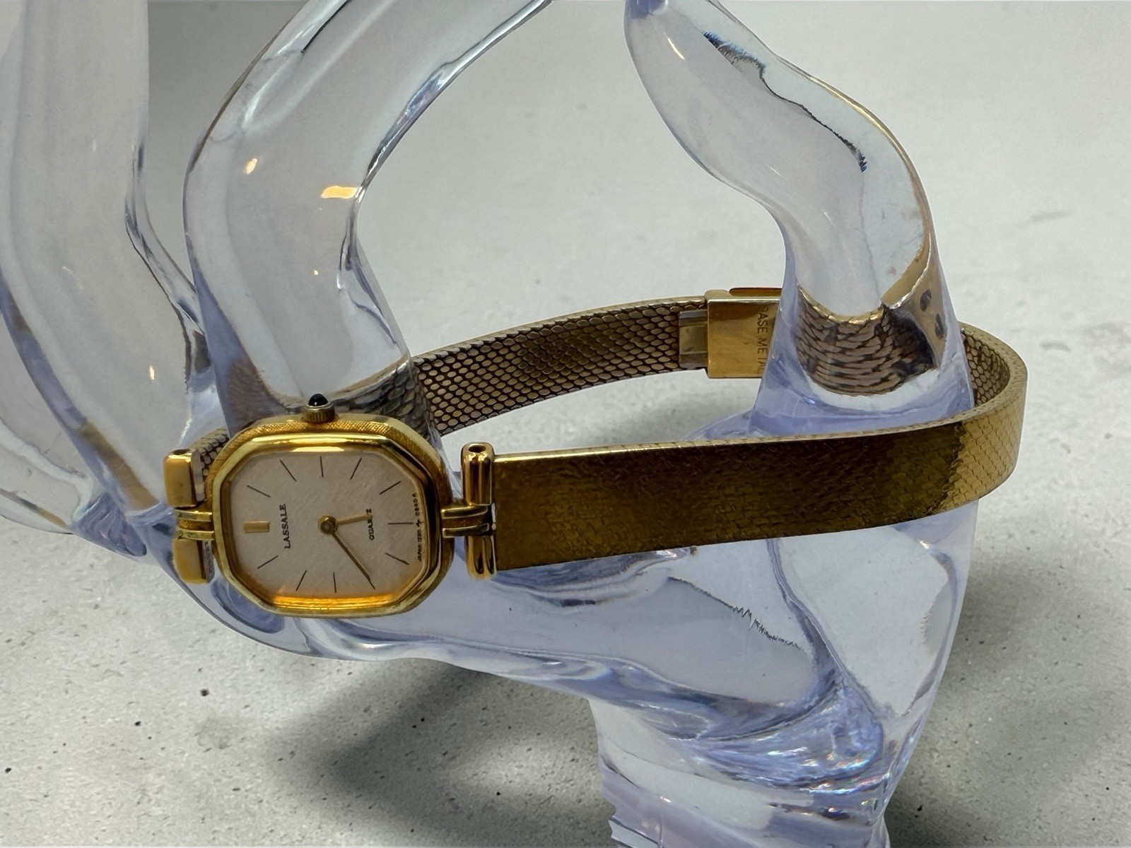 Lassale Gold Plated Rectangle Analog Dress Wristwatch 7.5in 1970-80