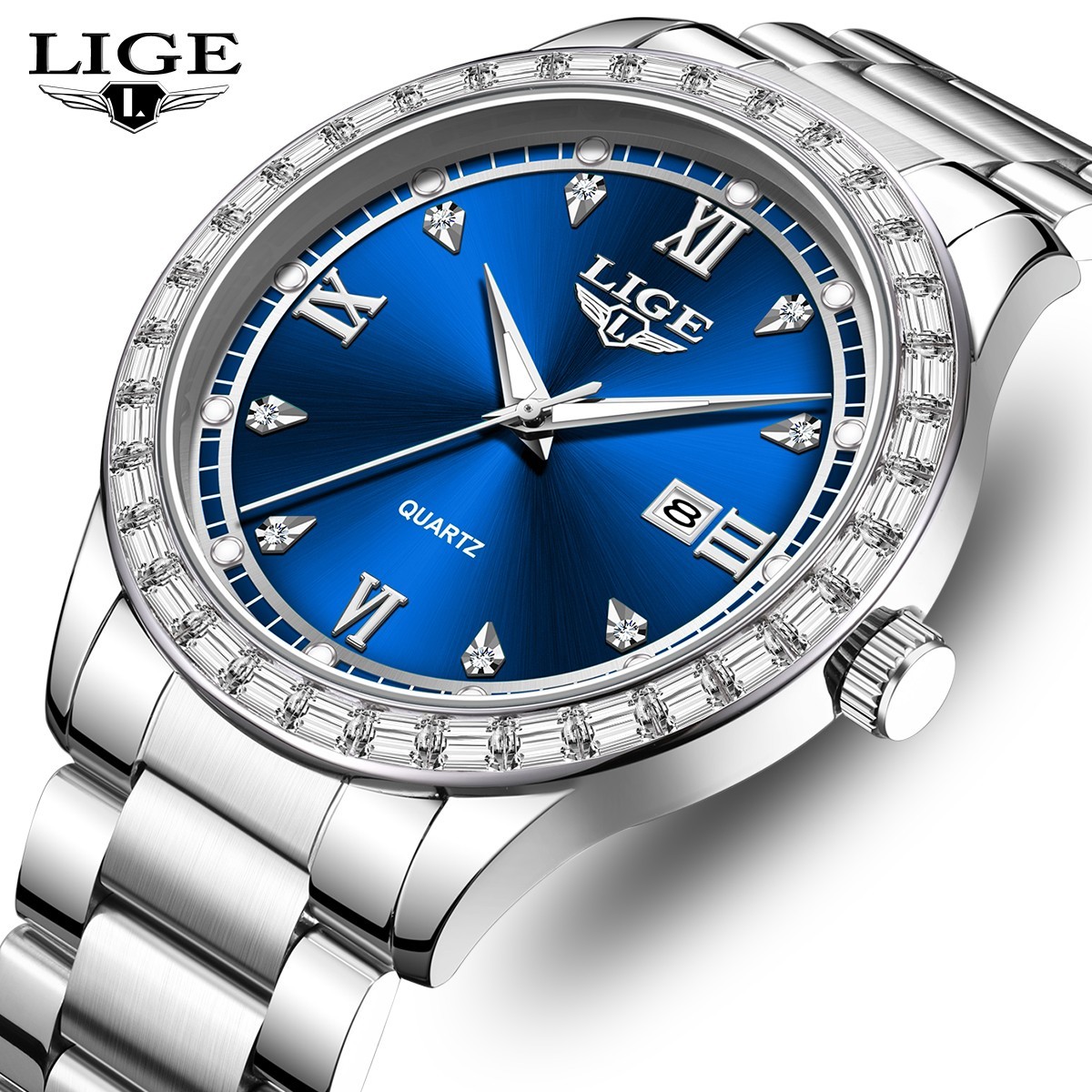 LIGE Men Watch Quartz Analog Date Luminous Waterproof Luxury Ladies Wristwatch
