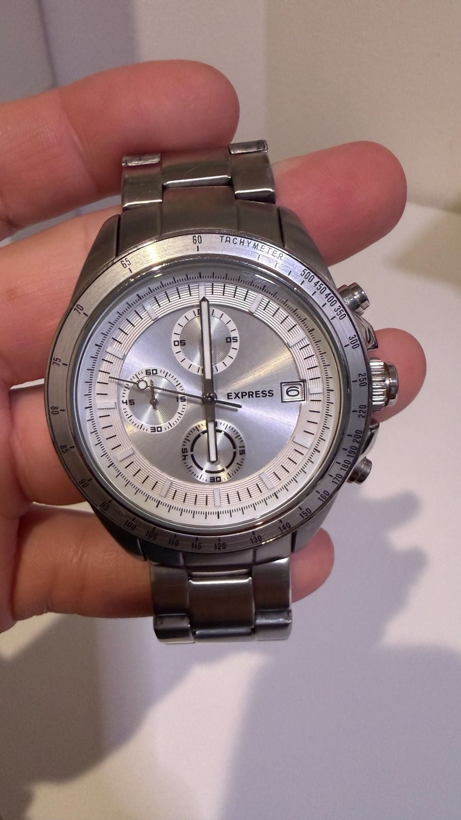 Express Men’s Chronograph Silver-Tone Stainless Steel Watch FMDEX028S