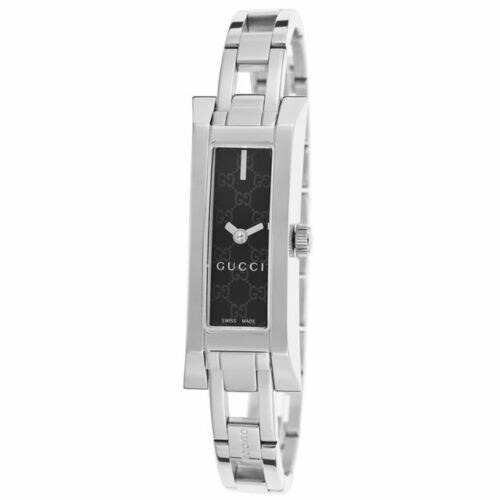 GUCCI YA110526 Silver Tone 110 Series Black Dial G link Stainless Women’s Watch