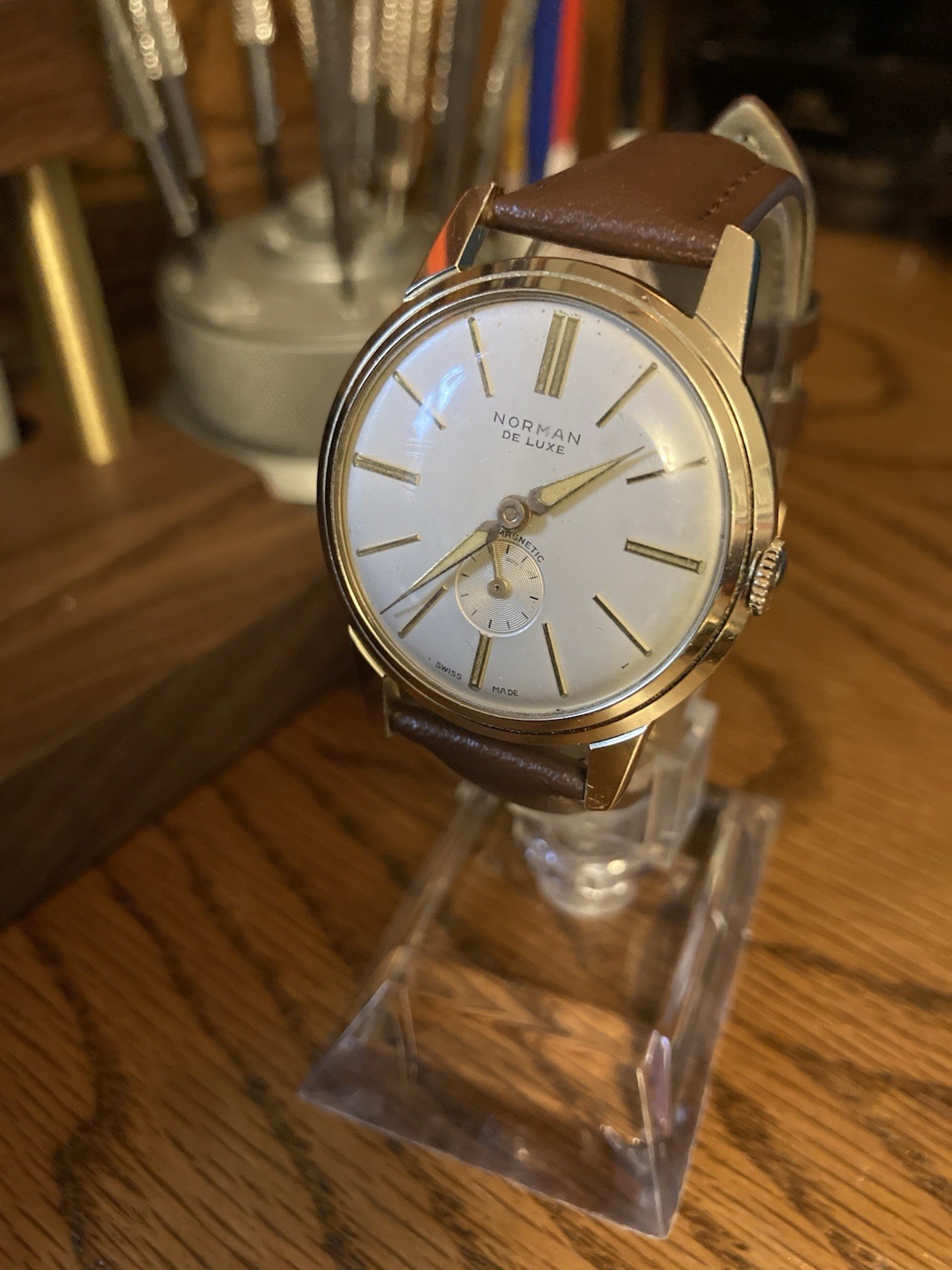 ✨ Serviced ✨ Norman De Luxe Watch With New Strap Mechanical Swiss 1950s