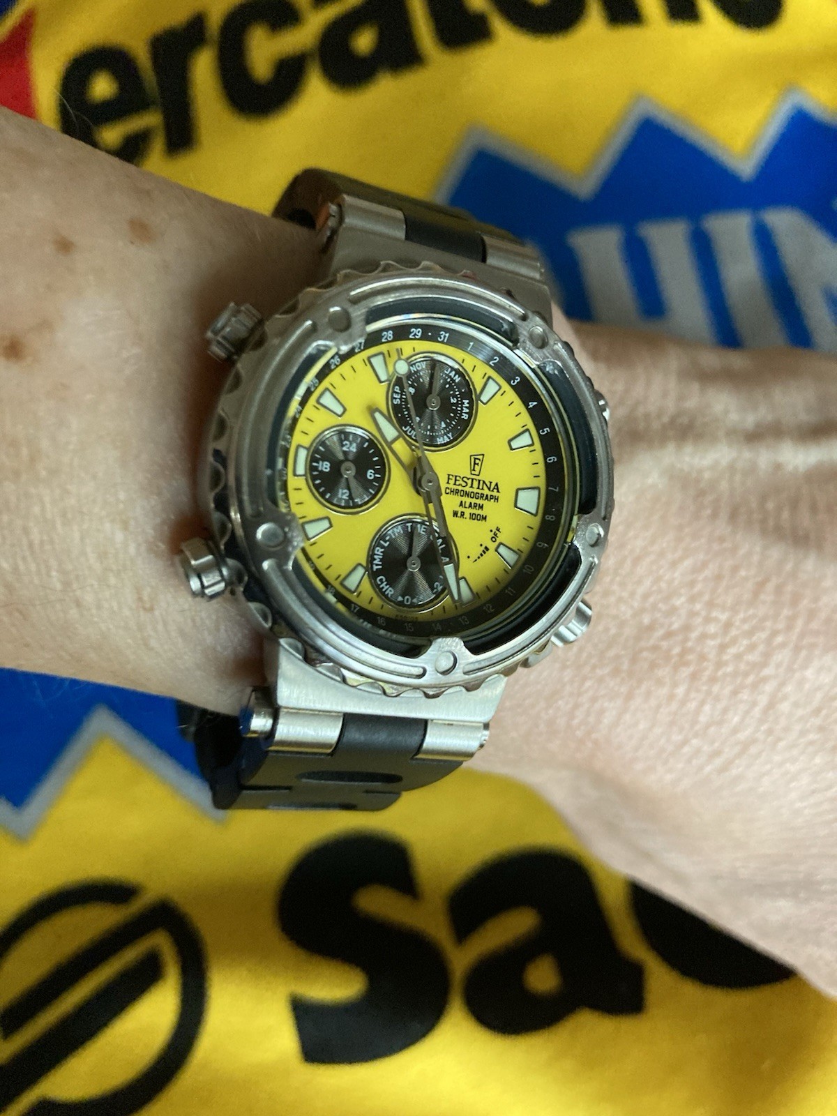 Festina 6581 Tour de France Watch RARE Chronograph Yellow Dial LADIES F6581 Bike