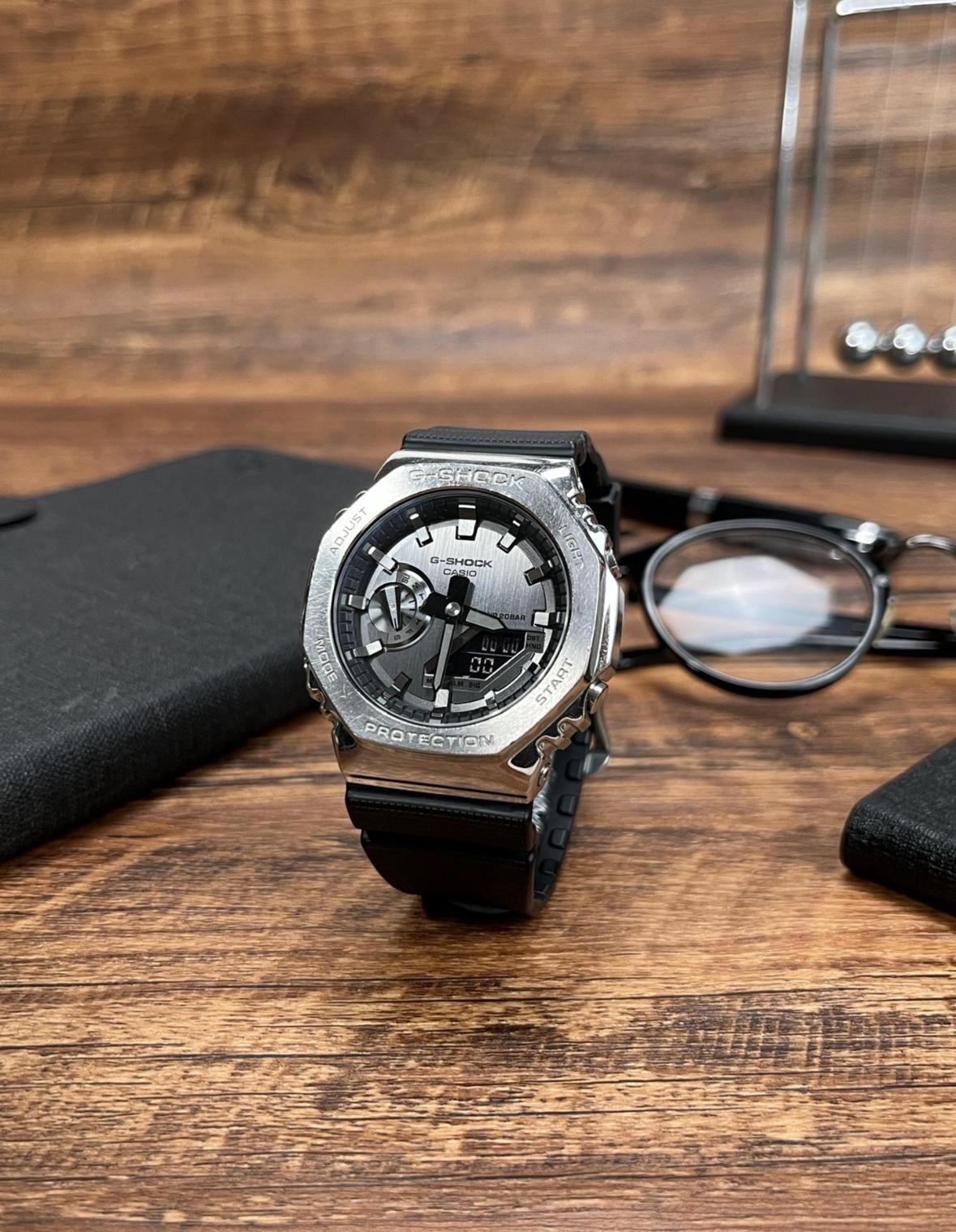Casio G-Shock Silver Case Black Dial Sports Watch With Box