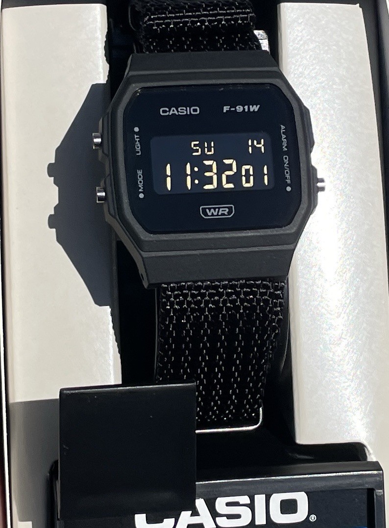 Casio F-91w Negative Display Black Nylon Strap Digital Watch Mod