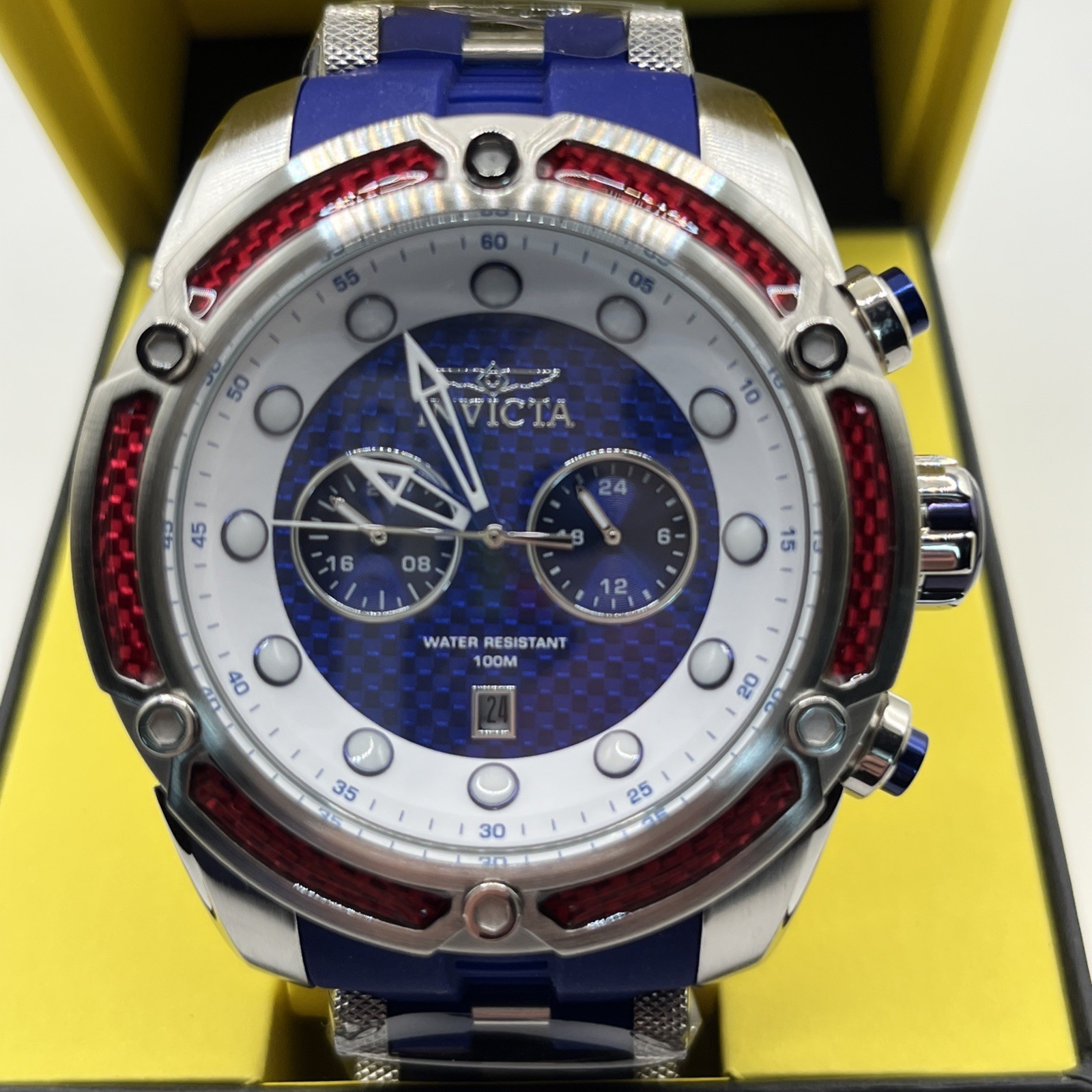 Invicta Bolt Men’s Red White & Blue Watch 42290 – 52mm NIB