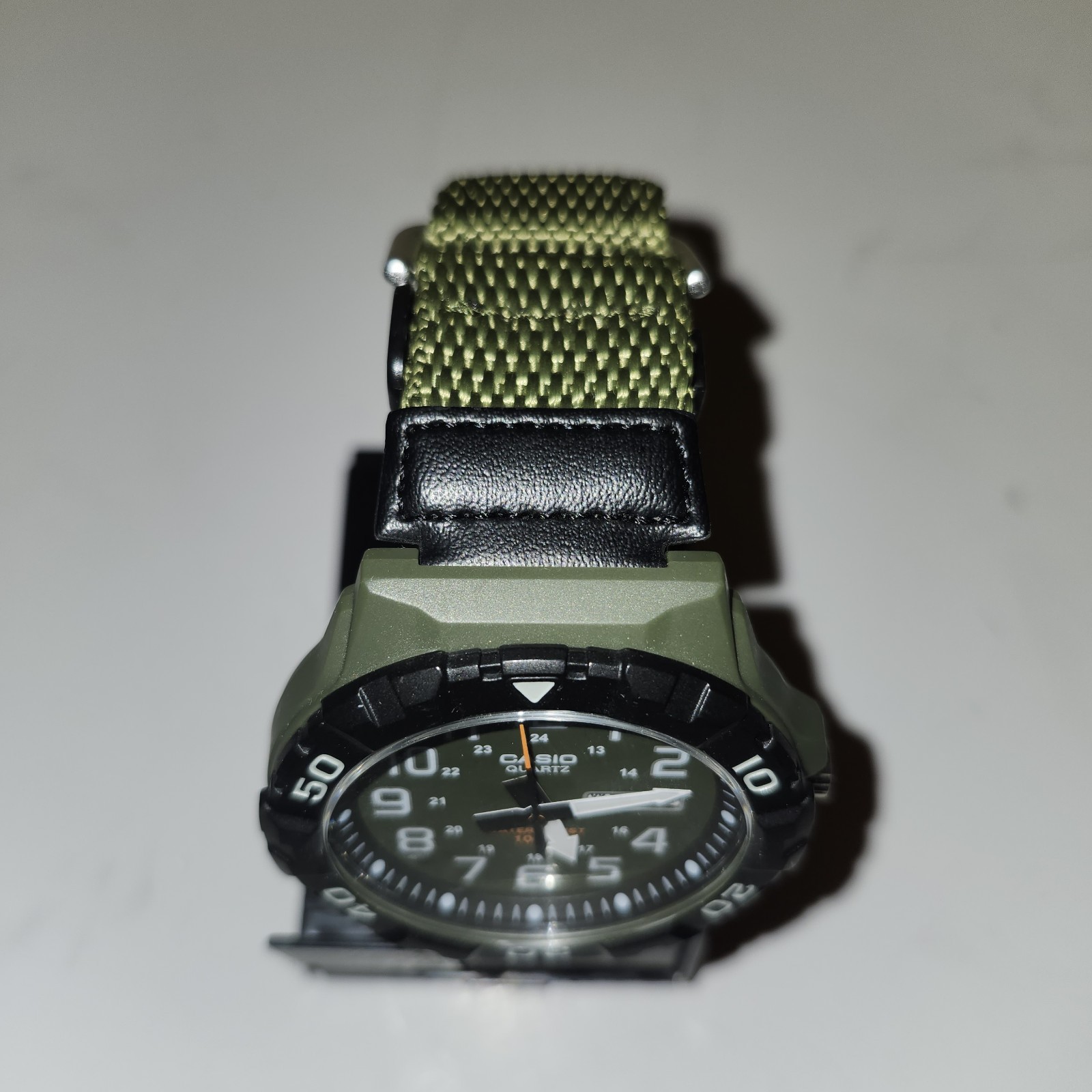 Casio Watch Men 52mm Black Brown Dial Day Date 5474 MRW-210H New Green+Black