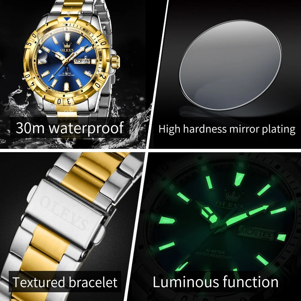 Waterproof Quartz Luminous Luxury OLEVS Watch Business Men’s Date Men Strap