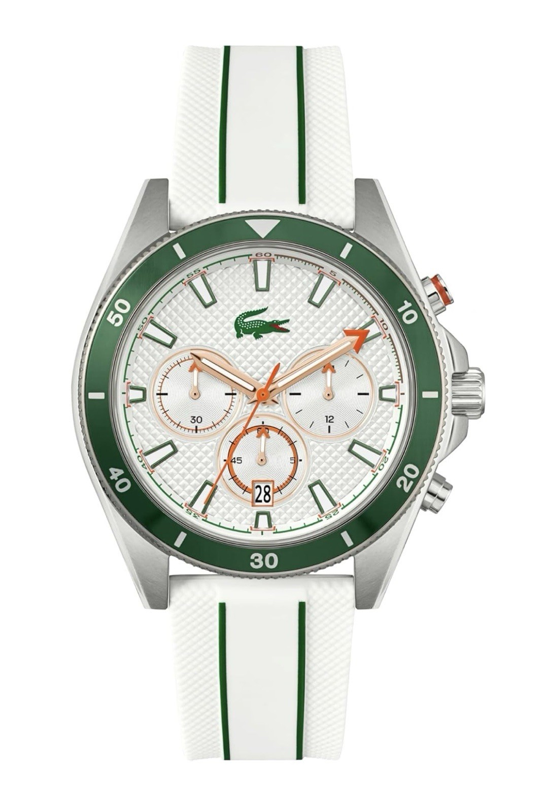 Lacoste Mainsail 2011362 White Dial Chronograph White Silicone Strap Men’s Watch
