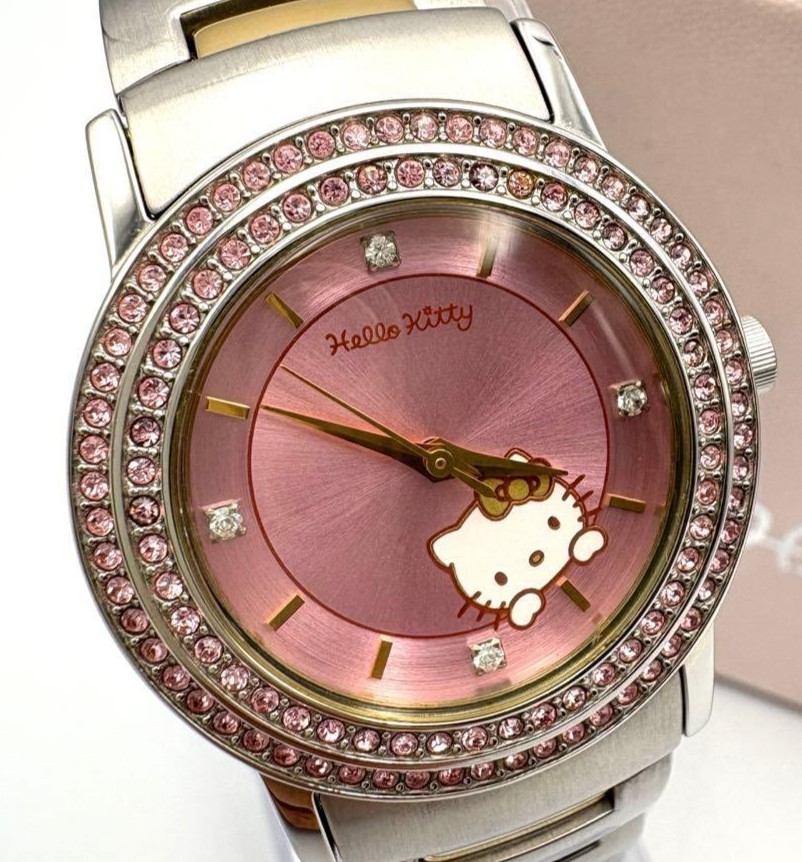 Hello Kitty Celebrity Watch Diamond Pink Dial Sanrio Limited Rare Untested As Is
