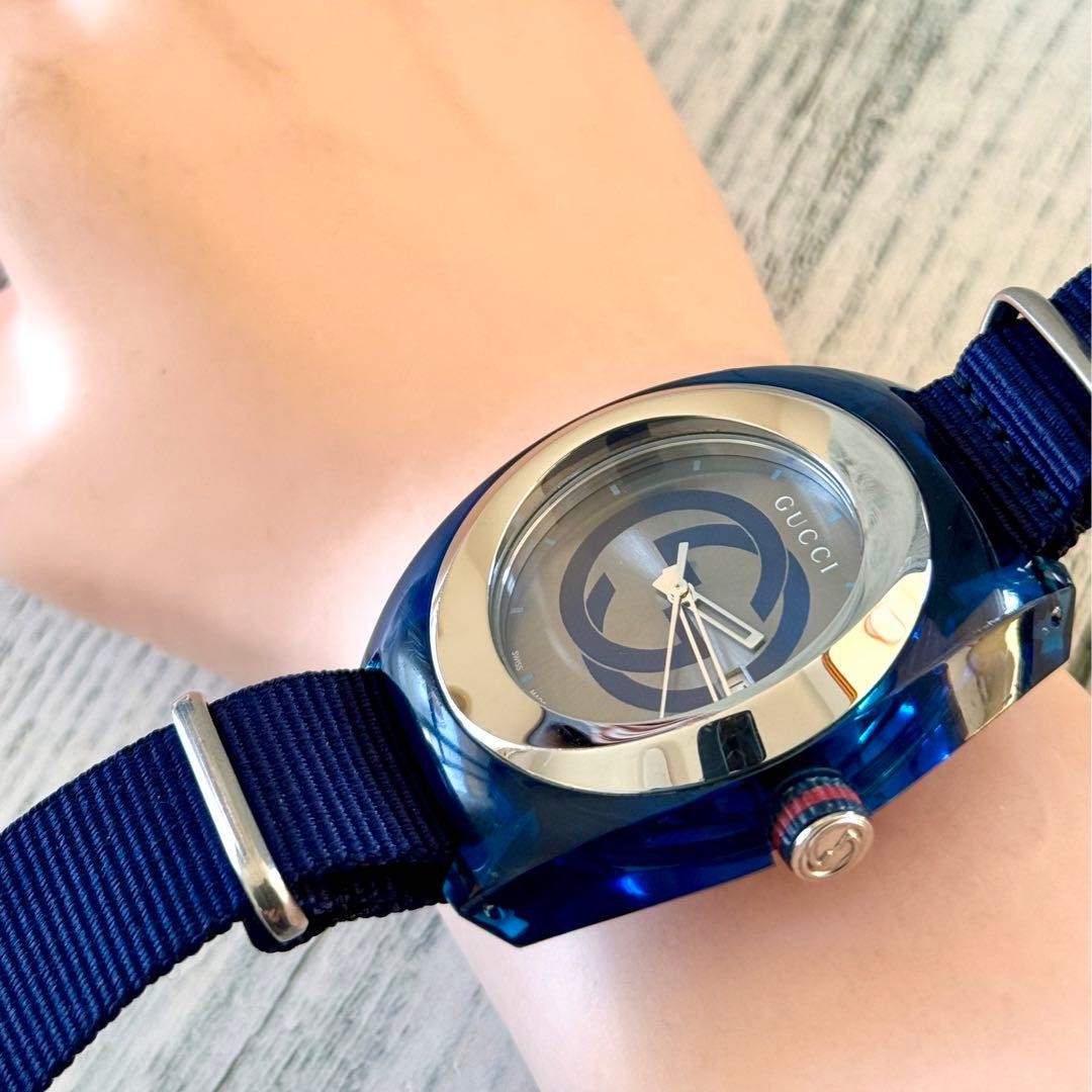GUCCI 137.1 SYNC Blue Dial Quartz Working New Battery Womens Luxury Authentic