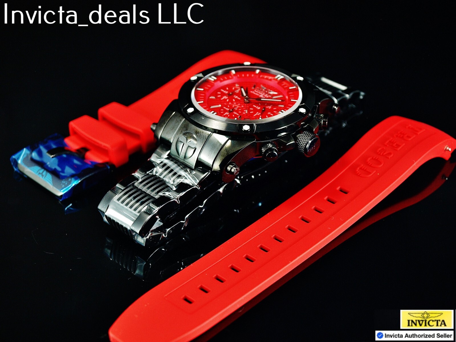 Tresod Men’s NAVMASTER Chronograph Red Dial Black Tone Sapphire Crystal SS Watch