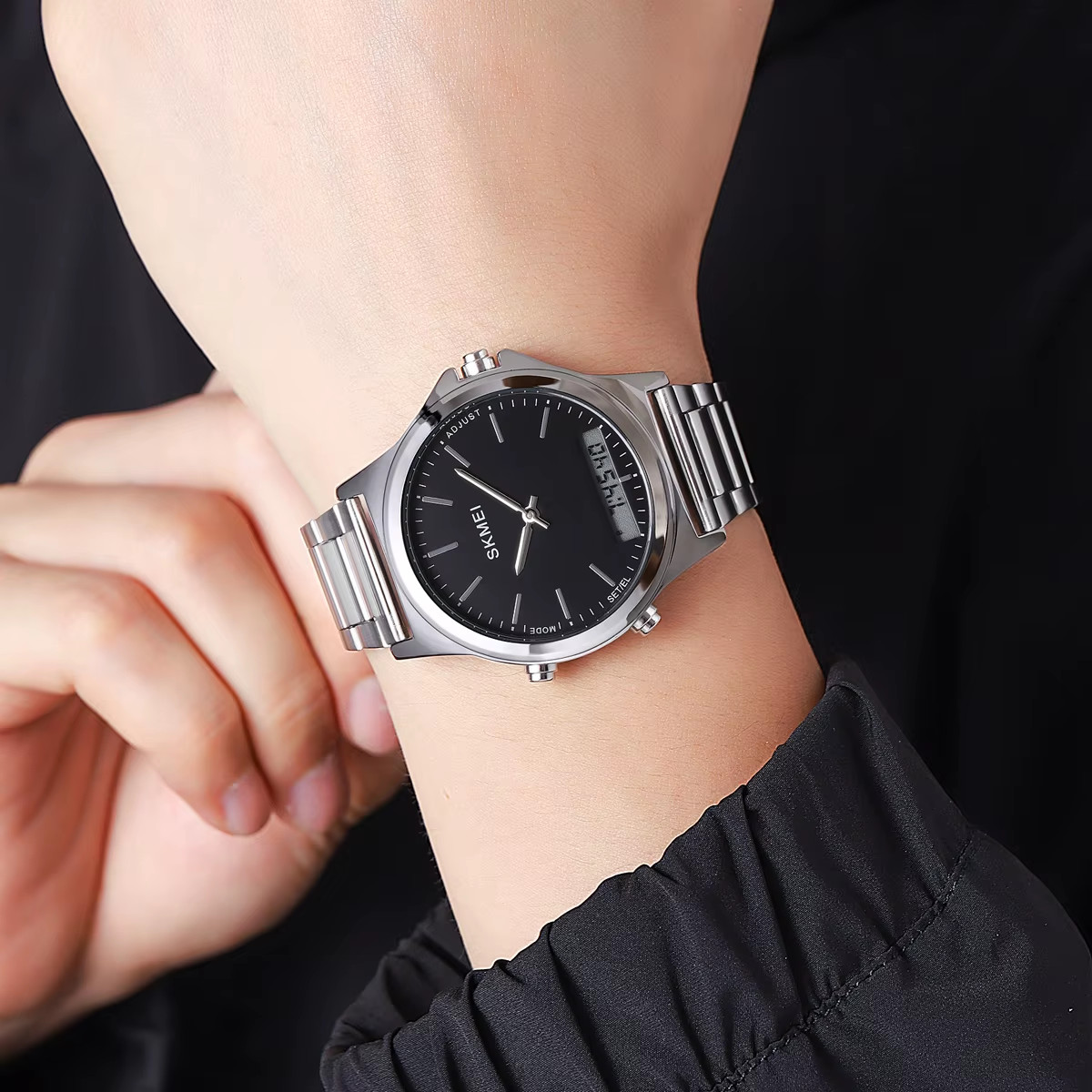 Full Steel 3 Time Back Light Display Digital Chrono Sport Watches Mens Waterproo