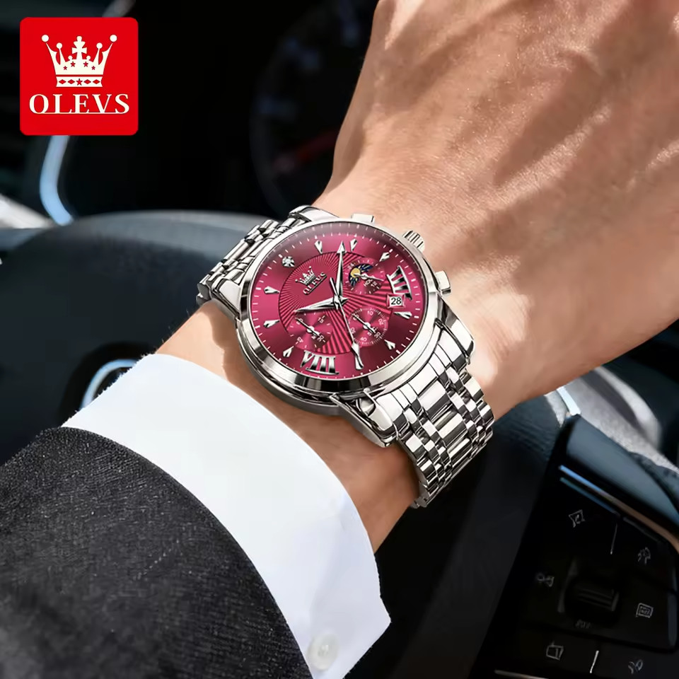OLEVS 2892 Original Moon Phase Luminous Waterproof Quartz Watch For Men