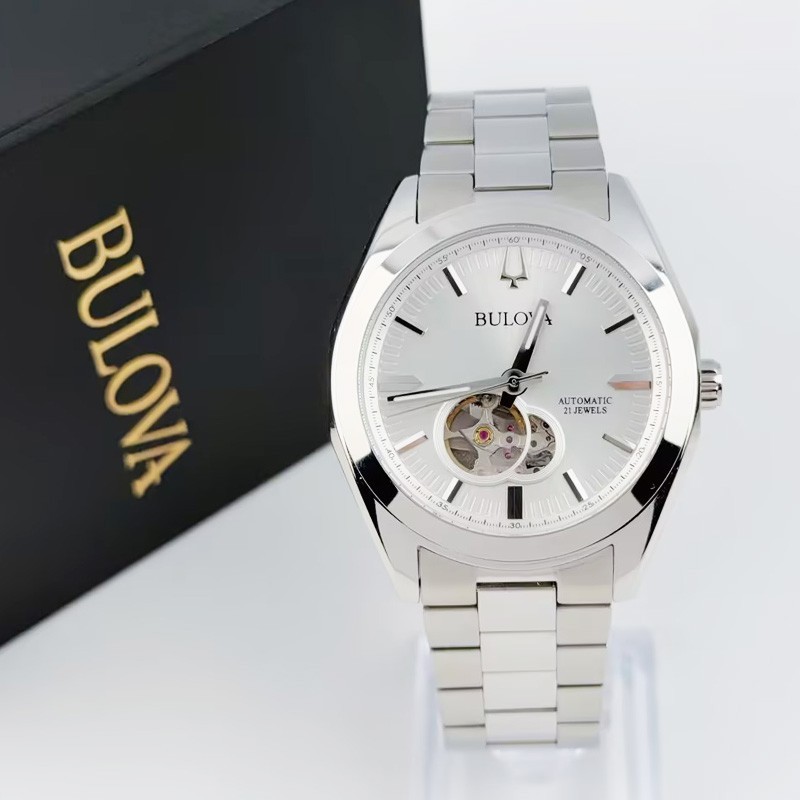 Bulova Classic Surveyor 96A274 Automatic Men’s Watch Silver Tone Dial 42mm