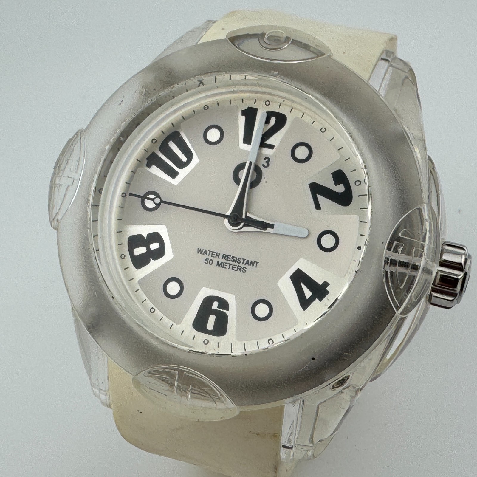 e3 Rainbow Quartz Watch Unisex Large 55mm Clear Plastic Japan Analog New Battery